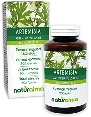Gråbo (Artemisia vulgaris) ört med blommor Naturalma - 150 g - 300 tabletter - Kosttillskott - Naturligt och Veganskt