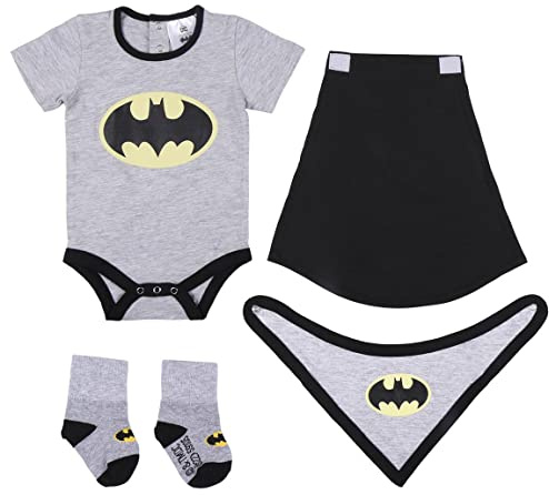 CERDÁ LIFE'S LITTLE MOMENTS - Pack Regalo de 3 piezas para Recién Nacido | Conjunto Ropa Bebe con su personaje preferido de Batman | Licencia Oficial DC