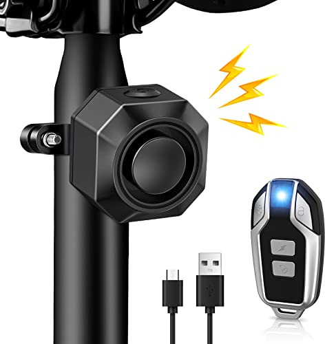 ONVIAN Bike Alarm with Motion Sensor Remote, USB-C Rechargeable Wireless Antitheft Bicycle Alarm for Bicycle Motorcycle Scooter, Sensitive Motion Detection Security Bike Accessories 110dB Super Loud