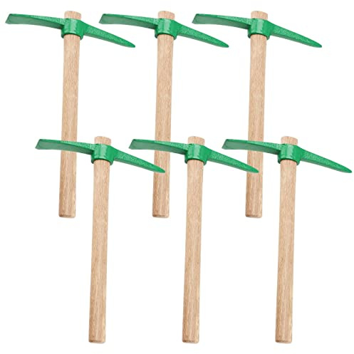 TAICHEUT 6 Pack 15 Inch Pick Axe, Forged Mattock Tool with Wood Handle Garden Mattock for Weeding, Planting, Exploring and Gardening