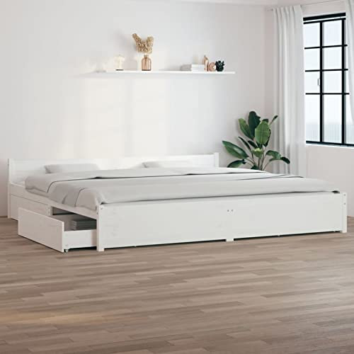 Camerina Bett mit Schubladen Weiß 180x200 cm Bett Mit Stauraum Bett Mit Schubladen Stauraumbett Tagesbett Bett Mit Bettkasten 3103575