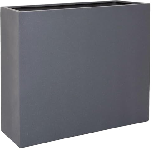VIVANNO Pflanzkübel Raumteiler Elemento Fiberglas Sichtschutz Graphitgrau | Großes Trennelement 88x30x75 cm für Außen und Innen, Rechteckiger Blumenkübel Ideal als Sichtschutzwand oder Trennwand