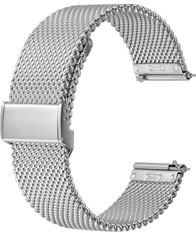 BISONSTRAP Klockarmband i nät av 316L rostfritt stål, vävd metall, klockrem för kvinnor och män, bandbredd 16 mm, 18 mm, 20 mm, 22 mm, 22mm, Rostfritt stål, Ingen ädelsten