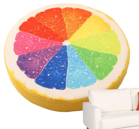 Goowafur -Bodenkissen, Sitzkissen niedlich - Runde weiche Plüsch-Fruchtkissen,Wassermelone Orange Kiwi Dekokissen, Stuhlsitzpolster, Stuhlspielzeug für Kindercouch, Sofa, Zuhause