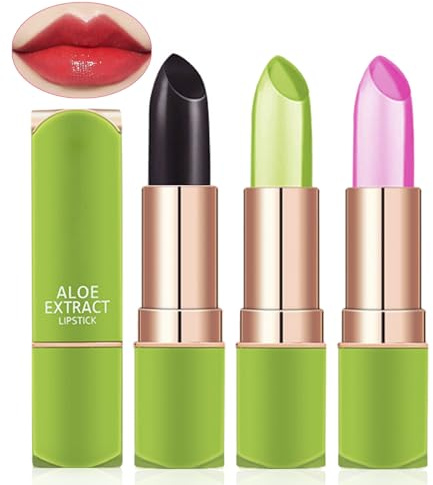 Aloe Vera Lippenstift, Lippenfeuchtigkeitscreme, langanhaltender, nahrhafter Lippenbalsam, magischer Temperatur-Farbwechsel-Lipgloss (1,6,7)