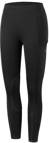 WILLIT Kinder Reithose Mädchen Reitleggings Kniebesatz Jugend Reiten Hosen Sommer Atmungsaktives elastisch mit Taschen Schwarz XL
