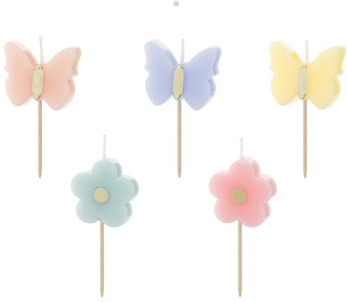 Geburtstagskerzen Schmetterlinge, 3.5 cm, Mix (1 VPE / 5 STK.)
