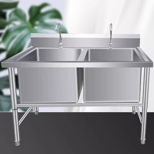 Generisch spülbecken kücheKleines Standwaschbecken aus Edelstahl mit einem Becken, 1 Fach, mit kaltem Wasserhahn, für Wäscherei, Garage, Cafébar