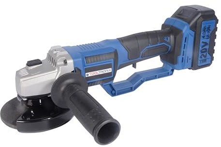 ToolTronix Cordless Angle Grinder-125mm (4 ½) 9000 RPM, Powerful 4.0Ah Lithium-Ion Battery Quick Charger, Electric Brake, 2-Position Auxiliary Handle, Complete with Cutting and Grinding Wheels