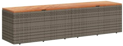 Willood Gartentruhe Grau 220x50x54 cm Poly Rattan Akazienholz