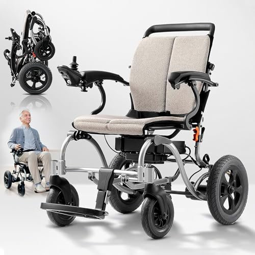 STRTG Faltbarer Elektrorollstuhl, Elektrorollstuhl, Leichter Elektrorollstuhl Für Erwachsene, Kompakter Tragbarer Rollstuhl Mit 120 Kg Tragkraft Für Senioren