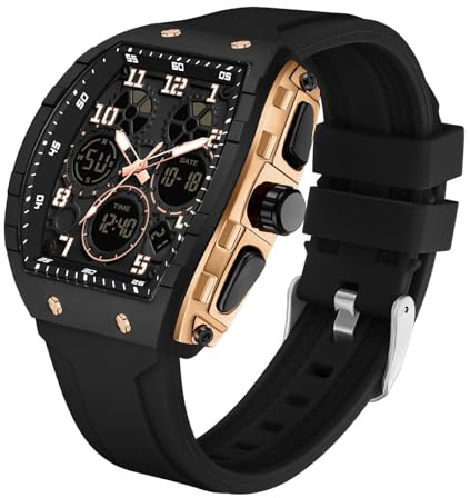 findtime Montre Militaire Tactique de Sport pour Homme Chronomètre à Grand Cadran Étanche 50 Mètre 5 ATM, Alarme Rétroéclairage Montre-Bracelet pour l'extérieur Analogique Numérique