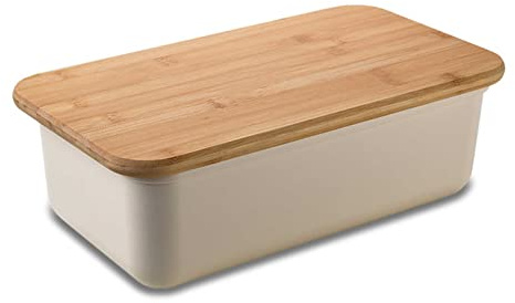 Panera rectangular grande con tapa para mantenerse fresco, moderno contenedor de almacenamiento para encimera de cocina y contenedor de pan