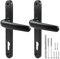 GOMETY Türgriffe Schwarz, Türgriffe Innentüren 1 Set, Türklinke Türbeschlag Drückergarnitur, 85mm Dornmaß, 106mm Schraubenlochabstand, 216mm Plattenlänge Geeignet Für Terrassentür, Haustür, Außentür