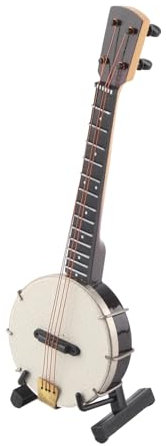 Modèle Banjo Miniature avec Support et Boîte de Rangement, Accessoires pour Maison de Poupée, Mini Instrument de Musique, 2x1.4x5.7 Pouces, 1 Pièces