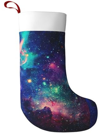 BREAUX Bunte Galaxie-Weihnachtsstrümpfe, ultraweiche Samt-Weihnachtsstrümpfe, Kamindekoration, 45 cm