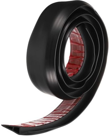 QUARKZMAN Bande de Transition de Sol 2,8 6,56ft en Pvc Auto-Adhésif pour Tapis vers Carrelage avec Bordure de Transition Peel And Stick pour Sols Inégaux Hauteur 15mm, Noir