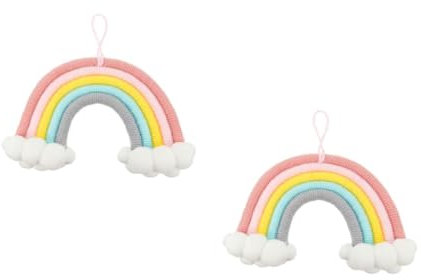 VICASKY 2stücke Wolken Und Regenbogen Wanddeko Für Kinderzimmer Hängendes Gewebtes Ornament Stilvolle Raumgestaltung Für Kinderzimmer Fotorequisiten Für Kreative Aufnahmen