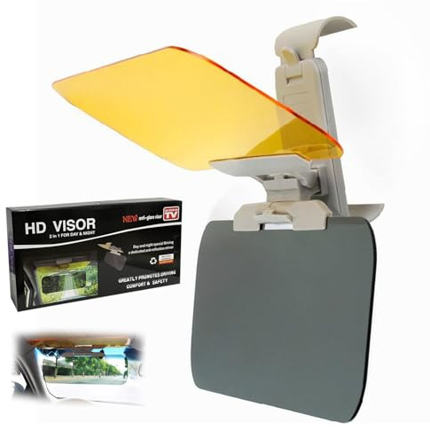 Car Sun Visor Extension,2 in 1 Automobile Sun Anti-UV Block Visor Day and Night Anti-Glare Sunshade Mirror Driving Goggles Shield