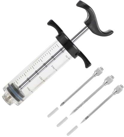 Windfromort Jeringuilla 30 ml - Jeringuilla de Cocina con Aguja de Acero Inoxidable 304-3 Agujas - Inyector para Carne y Mermelada, jeringuilla, jeringuilla de Cocina - Ideal para repostería y Cocina