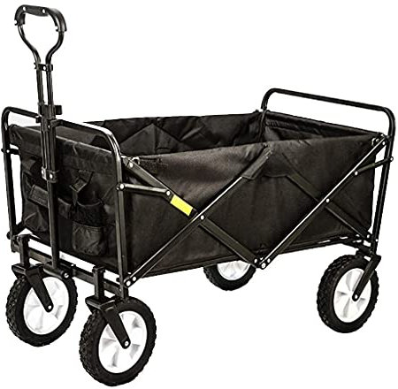 HUIBBGO Klappbarer Outdoor-Allzweckwagen, Klappwagen, robuster Campingwagen, Gartenwagen mit Universalrädern und verstellbarem Griff, Tragkraft 100 kg
