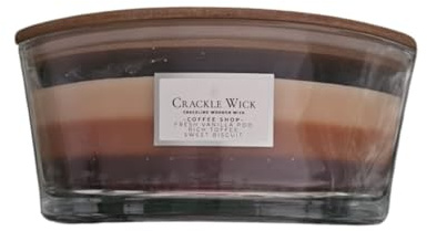 CRWP Crackle Wick Kerze im Glas 450g - Coffeeshop mit Crwp Card Frische Vanille Pod • Reichhaltiger Toffee • Sweet Biscuit