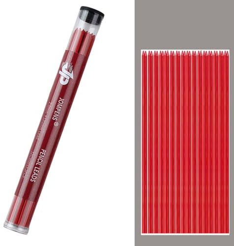 MROOFUL Ricariche di mine colorate in grafite da 2 mm, 2B, per matita meccanica da 2 mm, per disegno tecnico e matita da disegno, 36 mine (rosso)