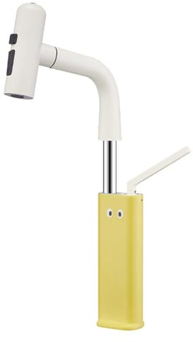 Grifo Lavabo Extensible Monomando Giratorio de 360° Grifo Baño Lavabo 4 Modo,Leche Blanca + Verde Fluorescente