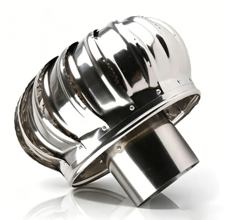 Schornsteinaufsatz Lüftungsaufsatz, 110mm Ohne Strom Edelstahl Dachventilator Automatisch Kaminaufsatz Geräuschlos Rohrmontage Dachventilator Windturbinen Entlüftungsöffnung Dachbodenventilator