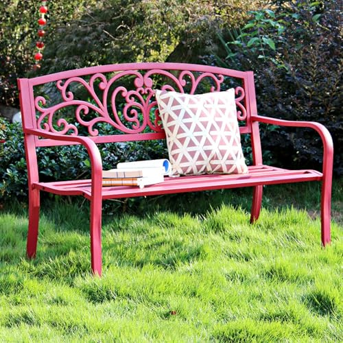 Banc de jardin d'extérieur en métal avec motif floral lierre résistant aux intempéries et durable pour parcs, jardins, terrasses, supporte 200 kg