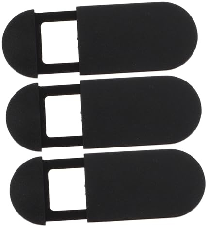Cache Webcam Noir ABS, 3 Pièces, Protection Confidentialité | Léger et Facile à Ranger, Sécurité Pratique, Bouchons Objectifs Caméra, Anti-Espionnage Numérique
