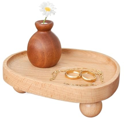 Generisch Schmuck Präsentations Tablett - Holzschale Schmuckablagen Für Damen,Organizer und Home Deko für Halskette, Ohrring, Ring, Armband für Frauen und Mädchen in Bad, Zimmer, Kommode