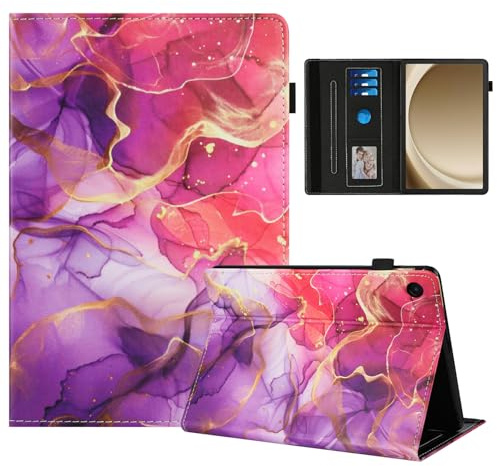 Rostsant Coque pour Samsung Galaxy Tab A11+ 11 Pouces 2025 SM-X230/SM-X235/SM-X236B Impression Graphique Housse en Tablette Cuir PU Protection pour Galaxy Tab A11 Plus Marbre Rose doré