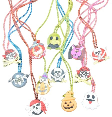 Cenifin Suministros de fiesta de Halloween Collar Luminoso Conjunto de 12 Collares Luminosos Niños Joyería Festiva Vacaciones Bolsa de Regalo Rellenos Halloween Fiesta Accesorios Collares