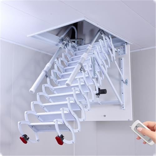 Dachbodentreppe Ausziehleiter, Teleskop-Klappleiter mit Ölen, platzsparende Dachluke Treppe für kleine Wohnungen und Gästehäuser (manuell, 80 x 100 cm, H300 cm)