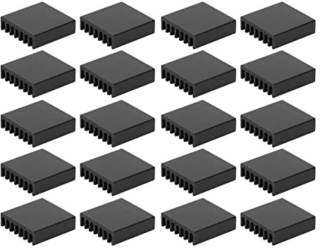 20pcs Mini Dissipateurs Thermiques, 20x20x6mm Dissipateur Thermique Composant Électronique en Aluminium pour Puces PC, Alimentations Électriques à Circuit Intégré Équipements (Sans adhésif)