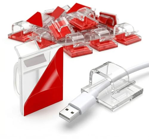 100 pezzi Clip Cavo Adesivo, Clip Cavo Adesivo, Gancio Cavo Adesivo, Supporto Cavo Adesivo, Supporto Cavo, per Luci e Decorazione Officina Parete Ufficio Casa Esterna