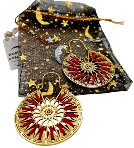WORLD GOBLINS Pendientes Hippies Mujer de Colores Largos. Llamativos, Boho Vintage. Pendientes Plata Divertidos. Colores. Aretes Originales Hechos en España