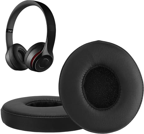 kwmobile 2x Cuscinetto Cuffie Compatibile con Beats Solo 2 Wireless/Solo 3 Wireless Pad - Cuscinetti Ricambio Cuffie Over Ear Simil Pelle - nero
