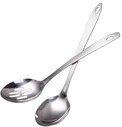 IMEEA Lot de 2 grandes cuillères de service en acier inoxydable de 32 cm avec long manche