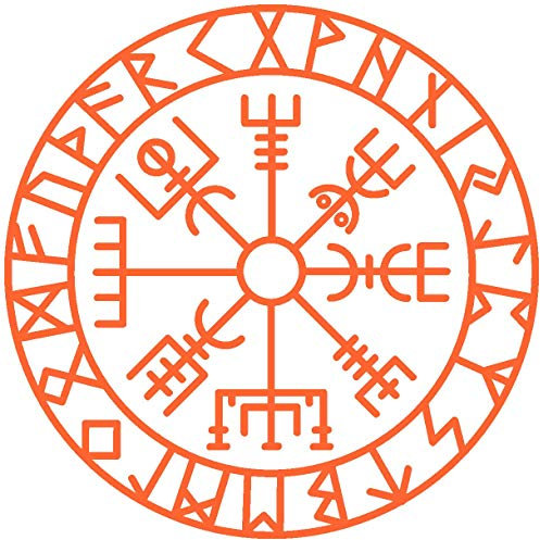 Samunshi® Aufkleber Vegvisir mit Runen C Vikings Wikinger für Auto Motorrad in 11 Größen und 25 Farben (20x20cm orange)
