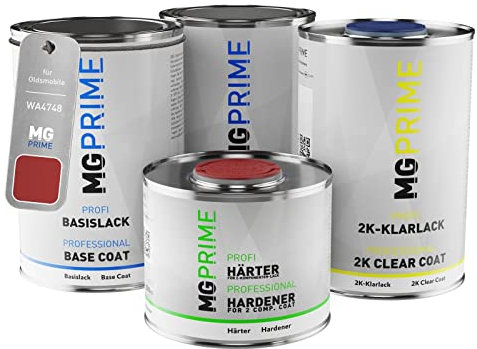 MG PRIME Car paint Can set for Oldsmobile WA4748 Firethorn Metallic/Boston Red Metallic under + base coat 2K clear coat hardener ready-to-spray 3.5l
