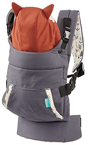 Infantino - Babytrage Cuddle Up - Fuchs-Design - Ergonomisch - Abnehmbare, warme Fuchskapuze - Mehrere Tragepositionen - Verstellbar - Komfortabel - Leicht zu Reinigen - Für Babys von 5,4 bis 18 kg