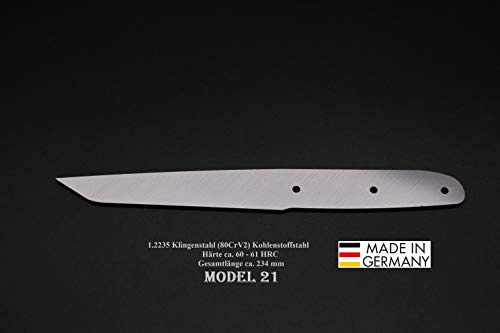 Rohling Messer Model 21 / 234mm Poliert Messerbau Messerstahl Messerklinge Klingenrohling Jagdmesser