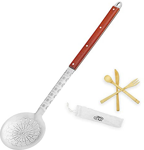 XXL 65 cm Schaumkelle Schumovka Schaumlöffel + Besteck-Set Siebkelle Abseihlöffel Edelstahl Kazan