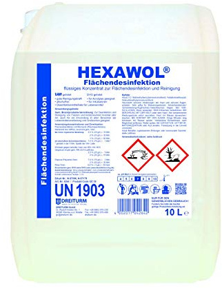 Dreiturm Hexawol Flächendesinfektion 10 L Desinfektionsmittel Flächendesi Flächendesinfektionsmittel VAH, DVG und IHO gelistet