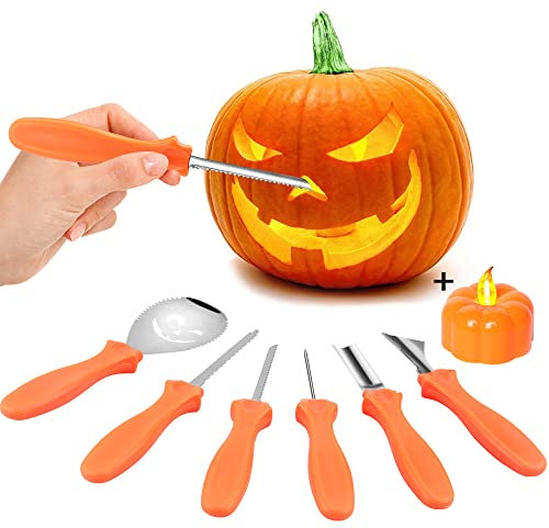 VZATT Halloween Kürbis Schnitzset, Kürbis Schnitzwerkzeuge, Kürbissen Schnitz-Werkzeug für Halloween Dekoration von Jack-o-Laternen, Sicher für Erwachsene und Kinder