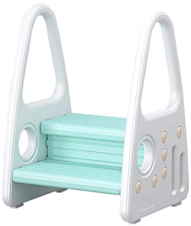 RONGJJ Doppelhocker Für Kinder, Abnehmbarer Rutschfester Kunststoff-Tritthocker, 2-in-1-Toiletten-Trainingshocker, Küche, Bad, Toilette Verfügbar, Green