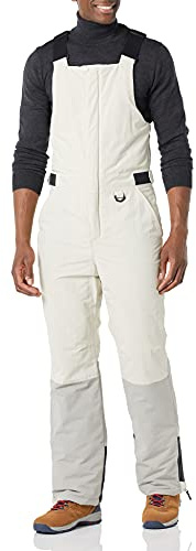 Amazon Essentials Herren Wasserabweisender isolierter Schneelatzoverall, Elfenbein Grau Farbblock, M