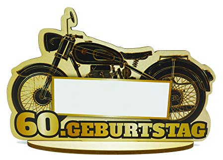 KOCHDIALOG Tischkarten Tischkärtchen 60. 70. 80 Geburtstag recycelbar,stabil 3mm dick,beschriftbar,3D-Effekt (2 Varianten) (Motorrad Männer 60. Geburtstag)